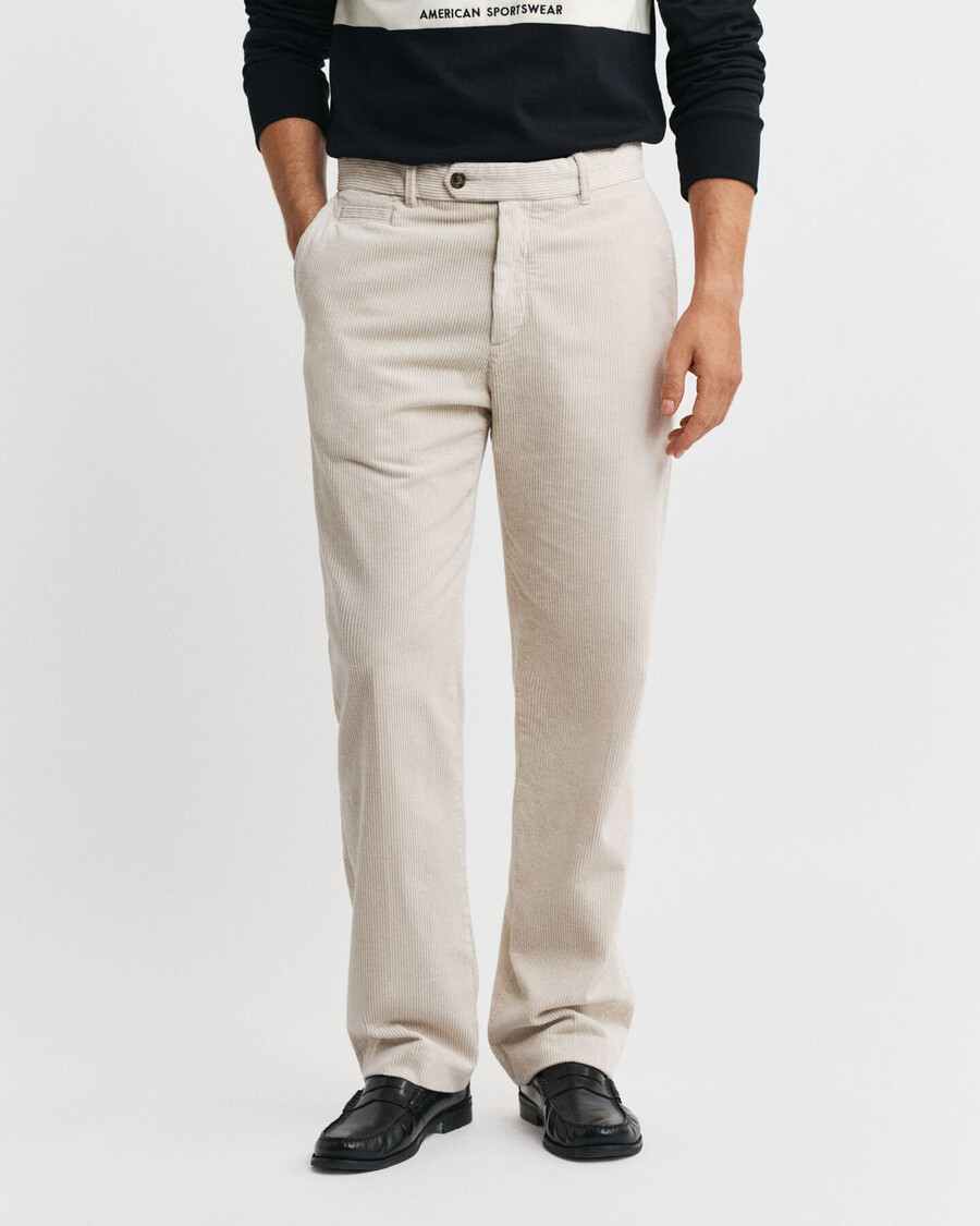 pantaloni din catifea reiată croială dreaptă - putty