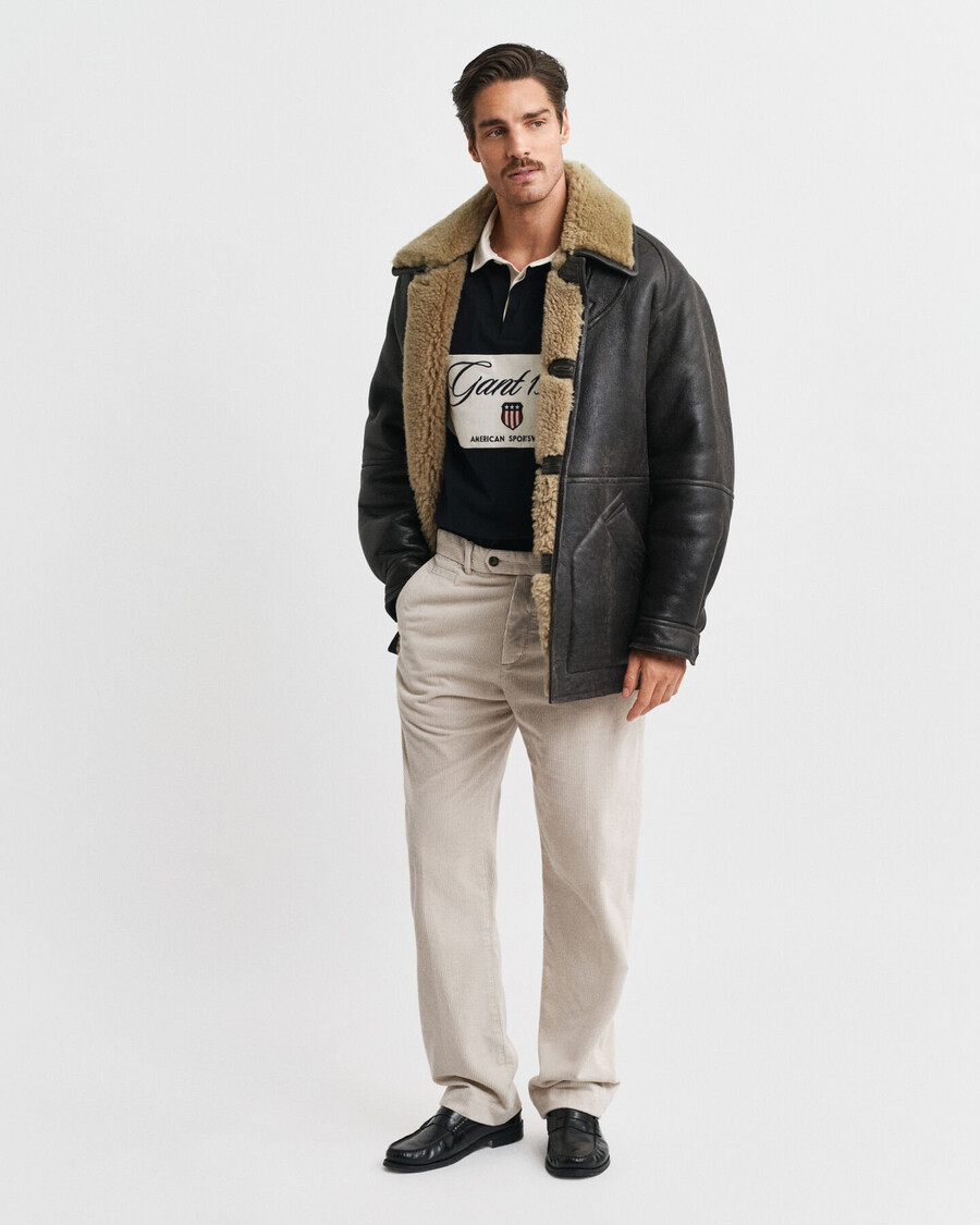 pantaloni din catifea reiată croială dreaptă - putty