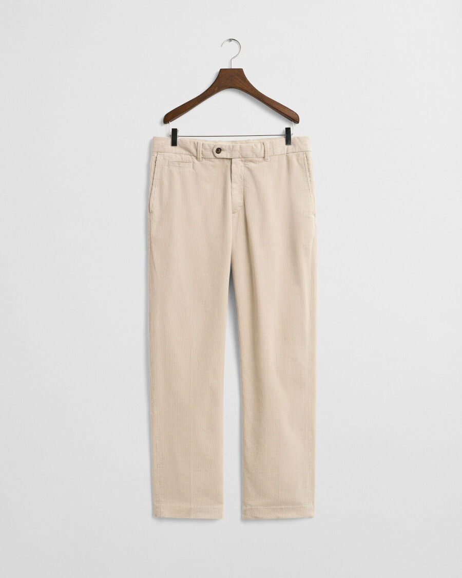 pantaloni din catifea reiată croială dreaptă - putty