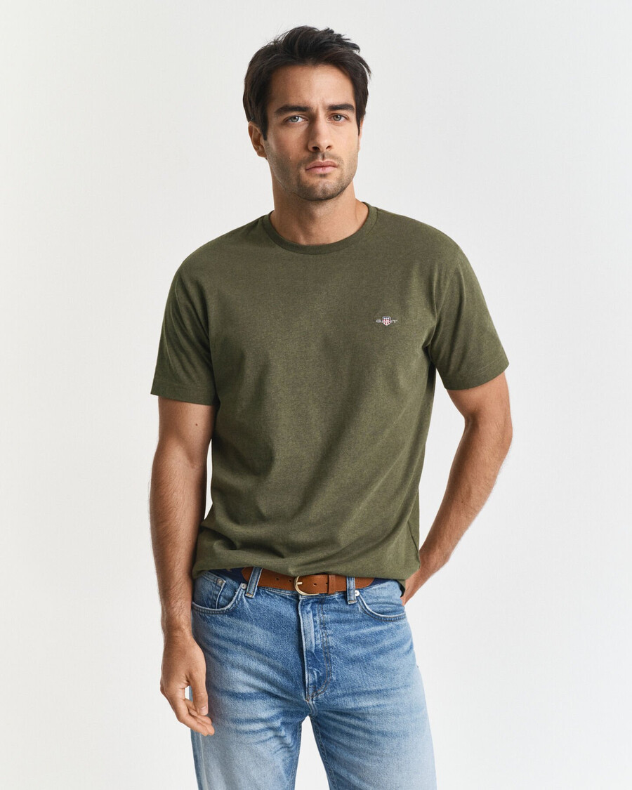 tricou regular fit shield - verde khaki melange