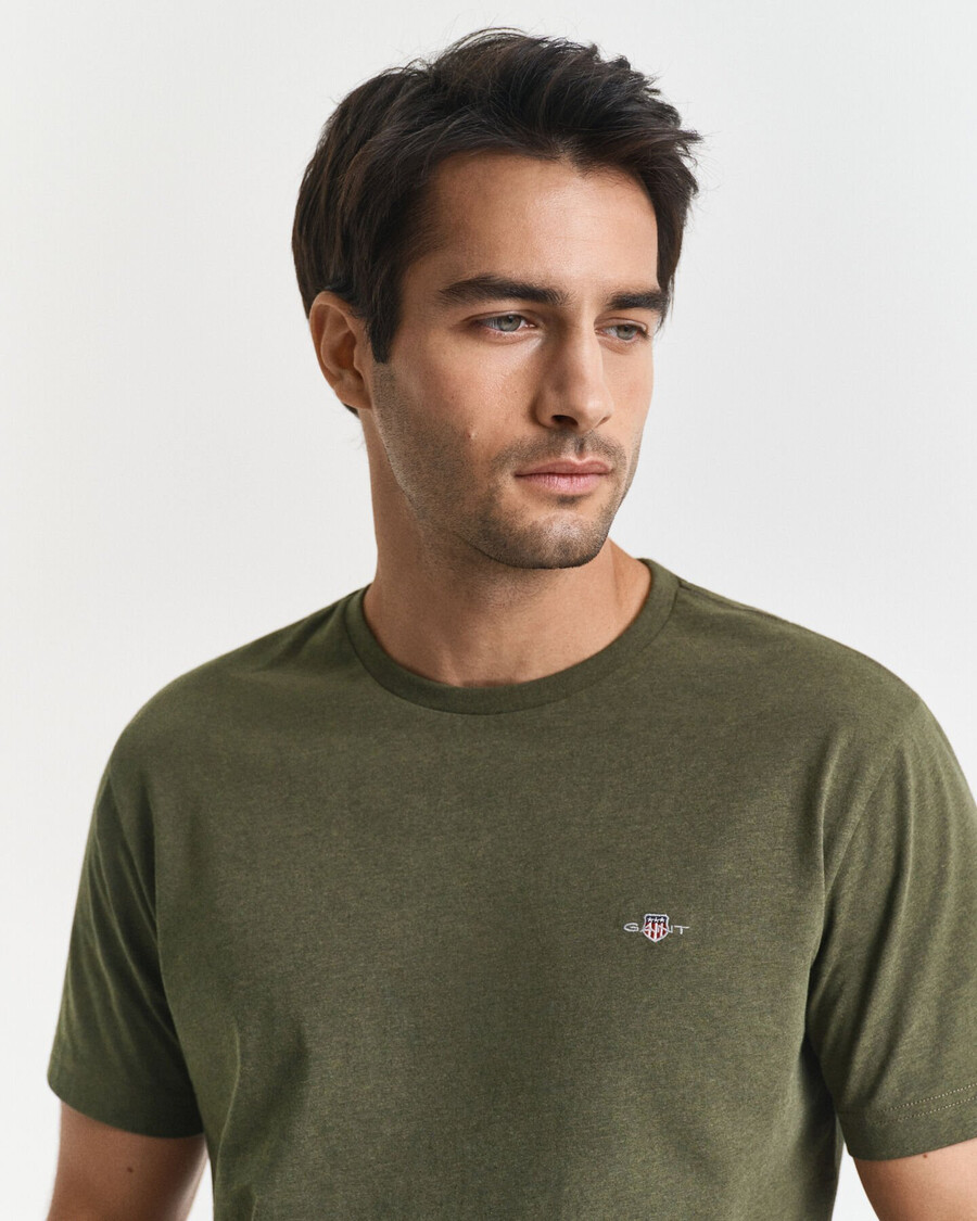 tricou regular fit shield - verde khaki melange
