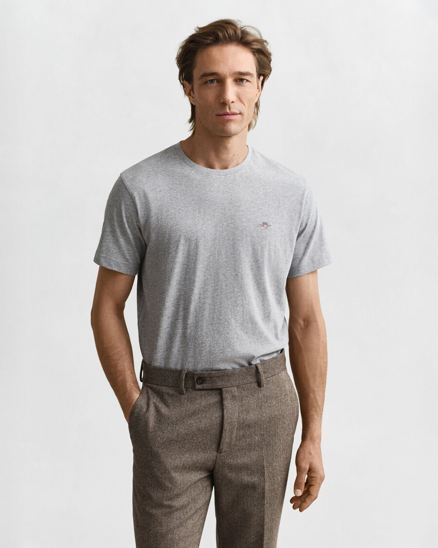 tricou regular fit shield - gri melange