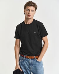 tricou slim fit cu scut - negru