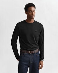 tricou cu mânecă lungă shield - negru