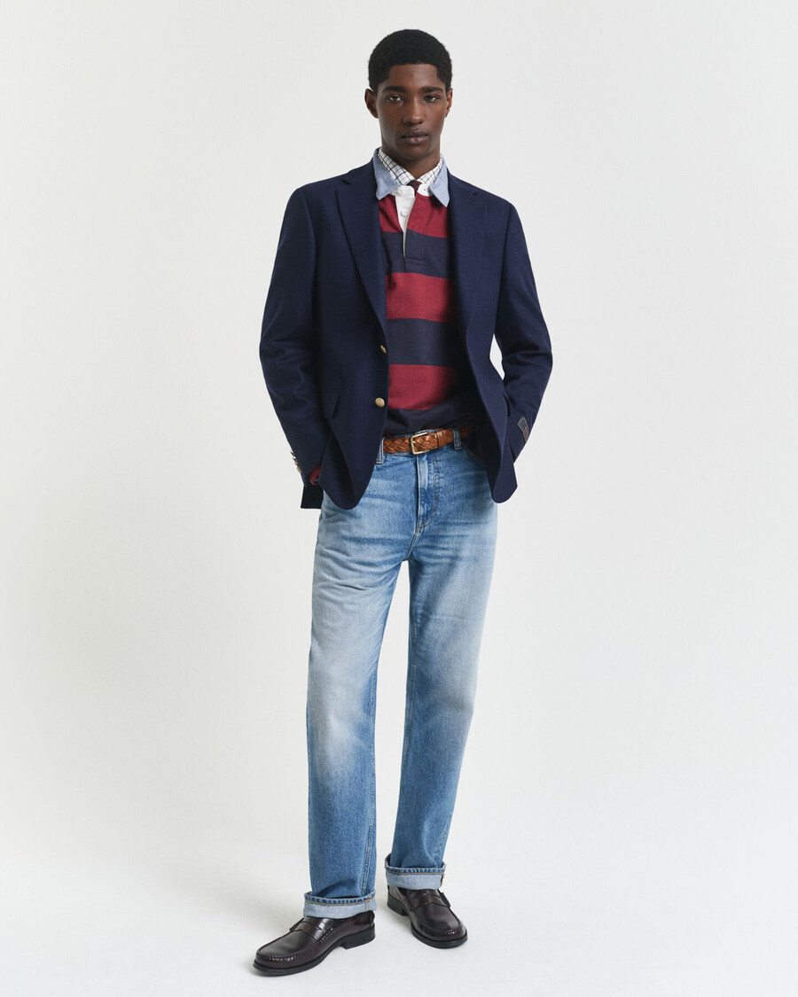 guler chambray cu dungi heavy rugger - roșu plin