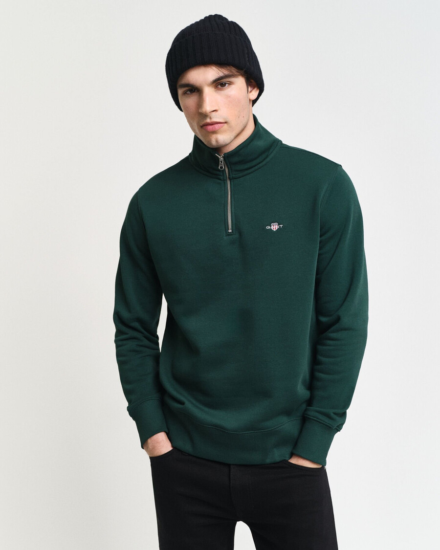 hanorac cu fermoar pe jumătate shield - verde tartan