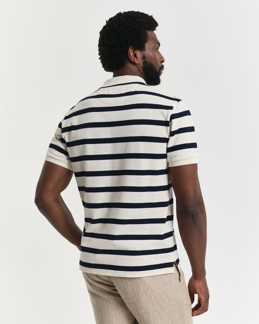 tricou polo cu dungi - crem