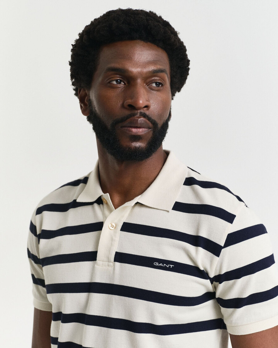 tricou polo cu dungi - crem