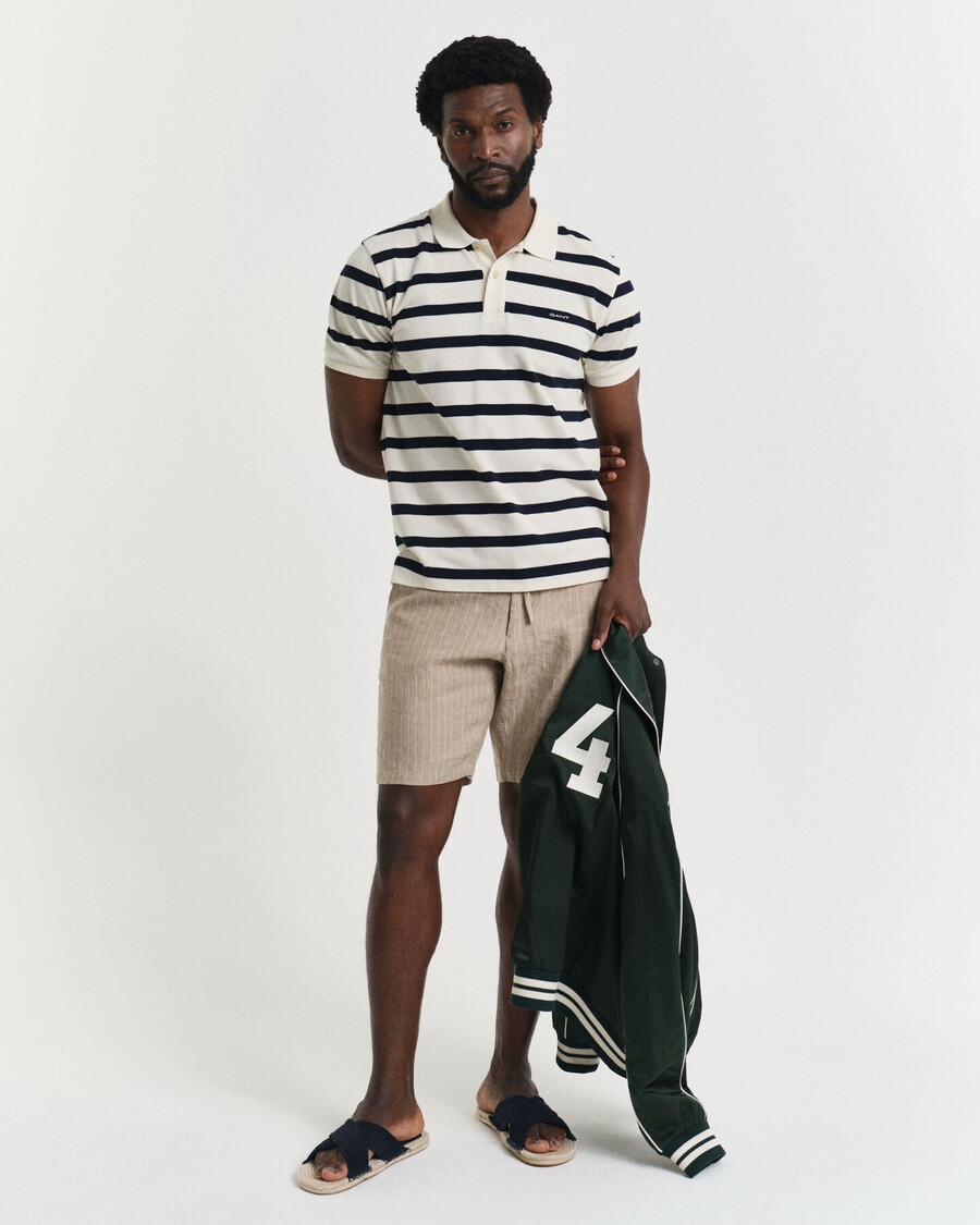 tricou polo cu dungi - crem