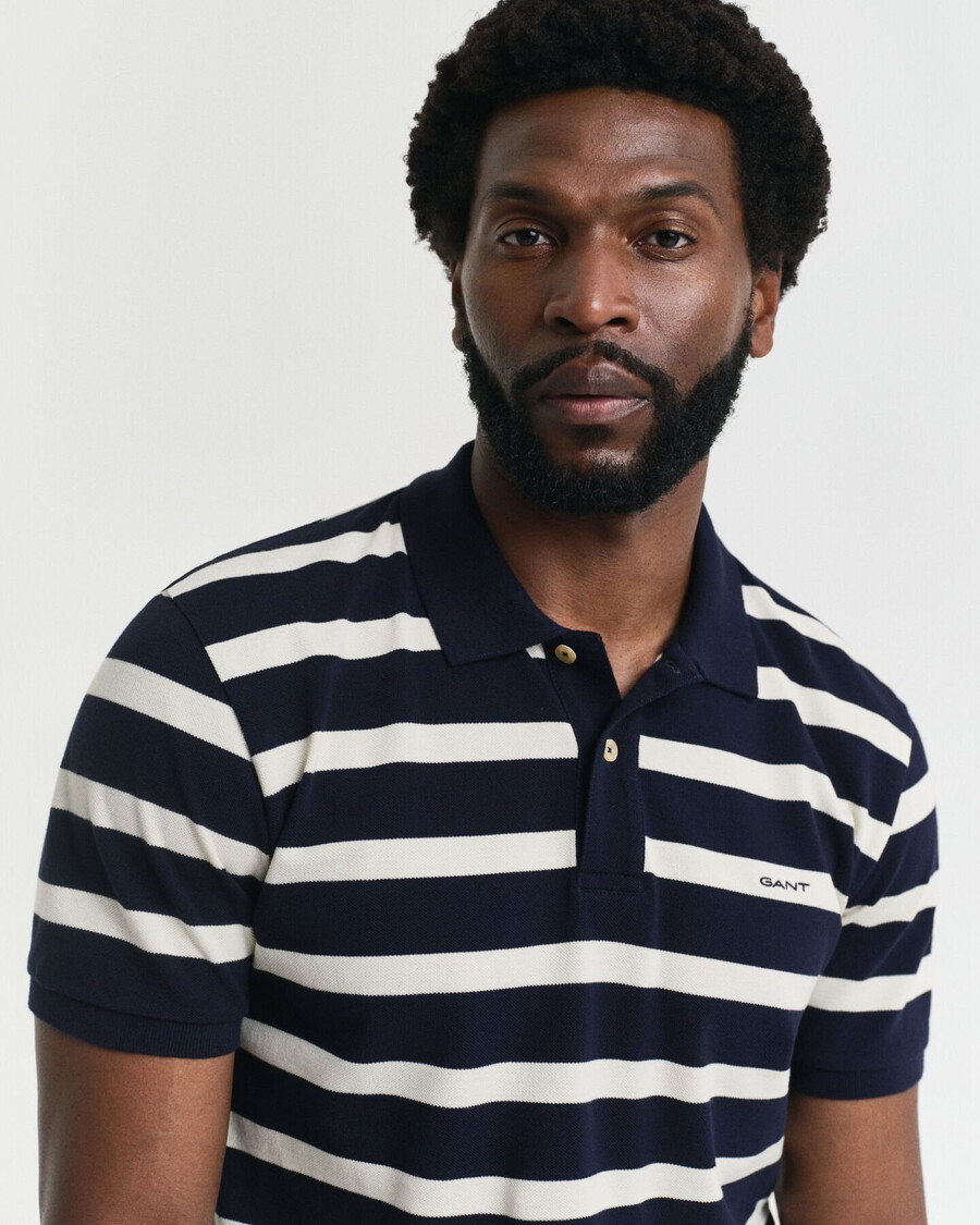 tricou polo cu dungi - albastru de seară