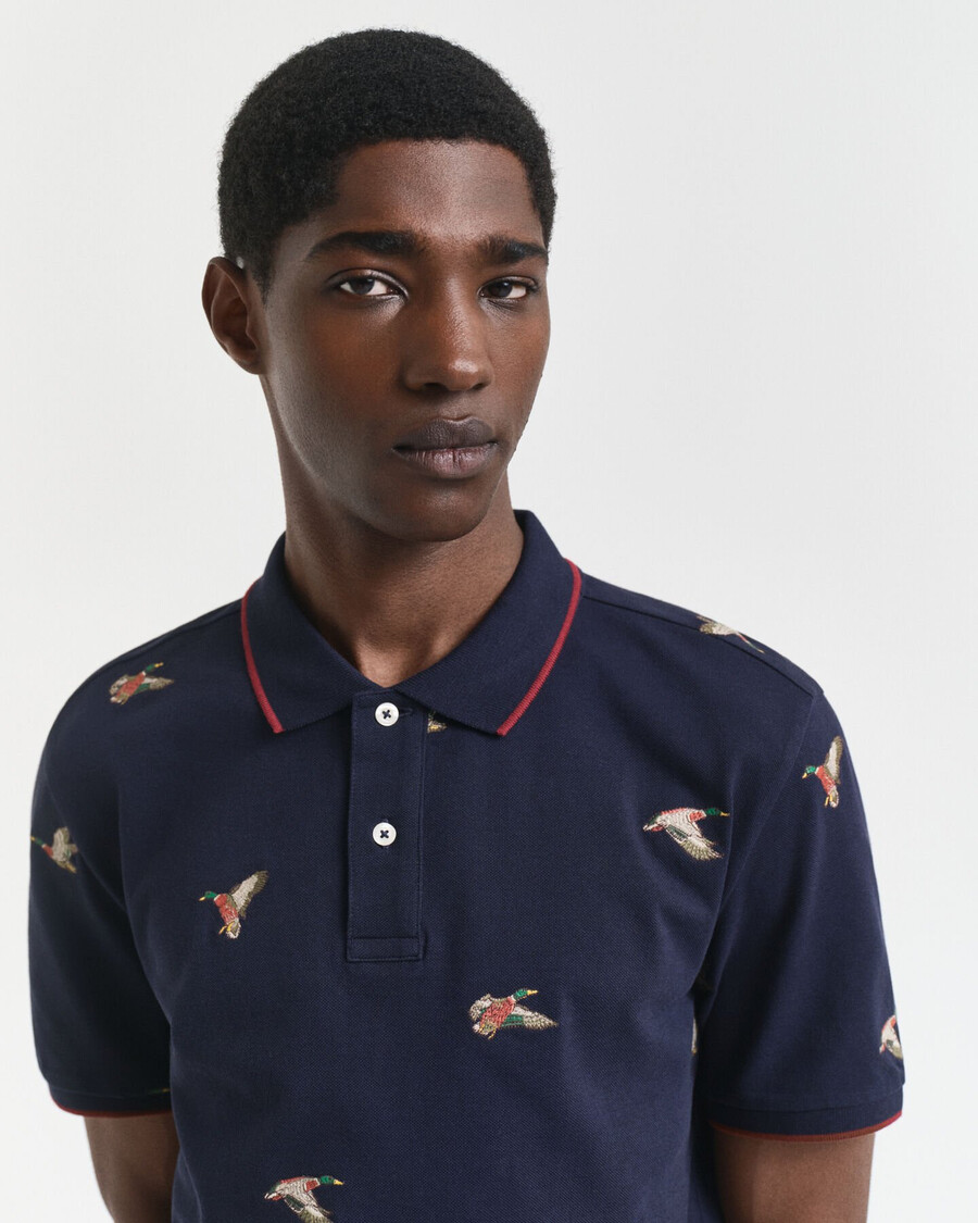 tricou polo brodat - albastru de seară