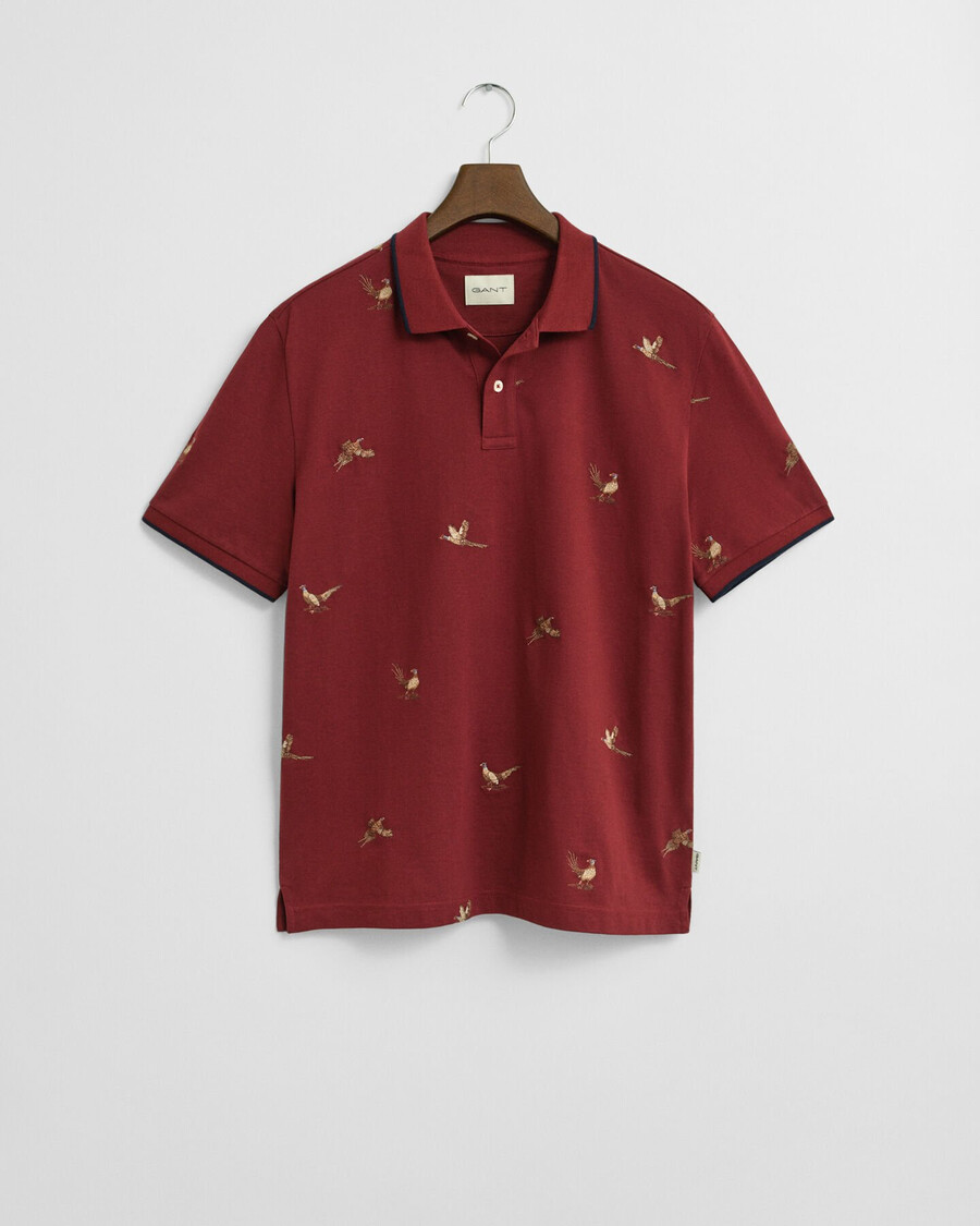 tricou polo brodat - roșu plin