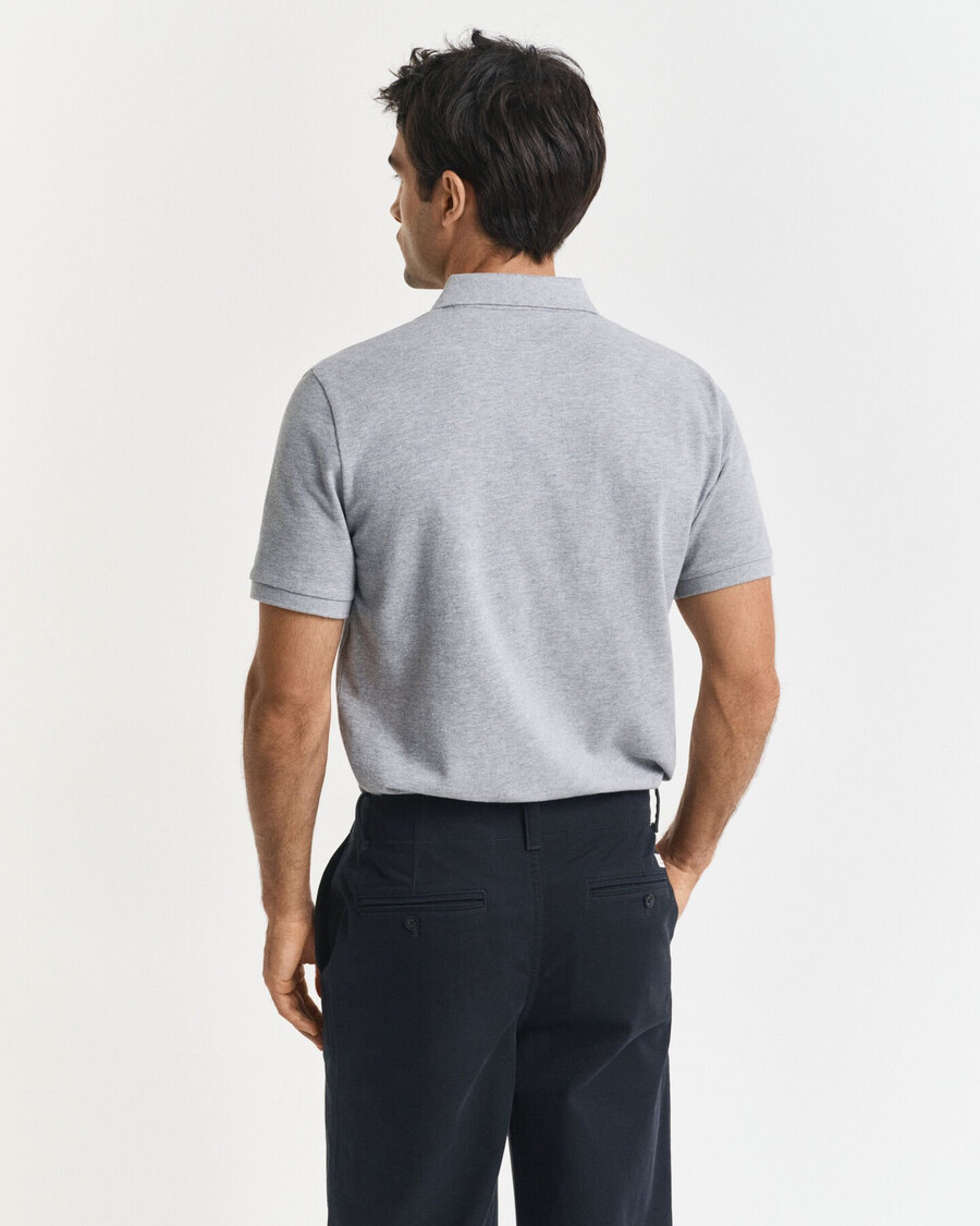 tricou polo grafic mic - gri melanj