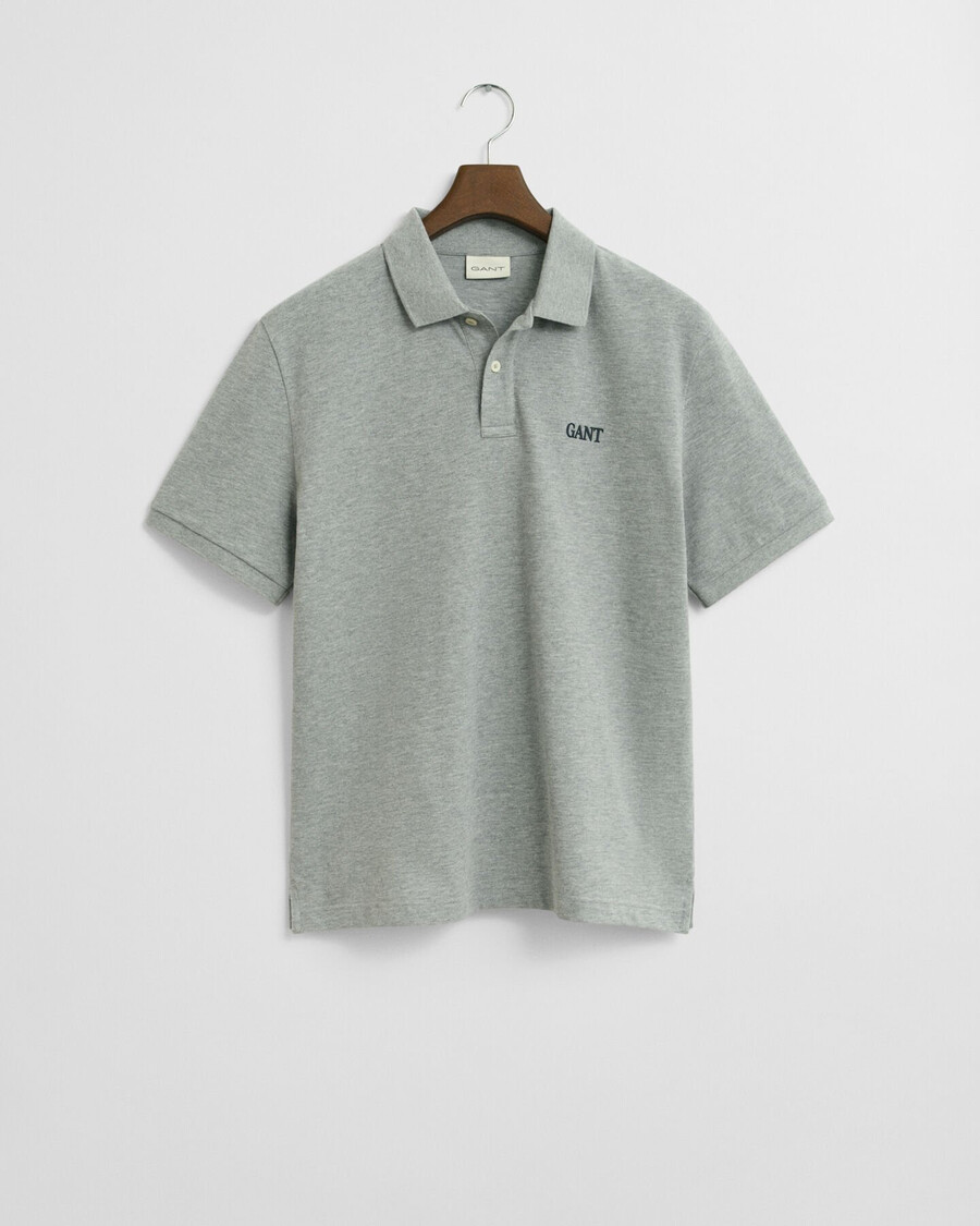 tricou polo grafic mic - gri melanj