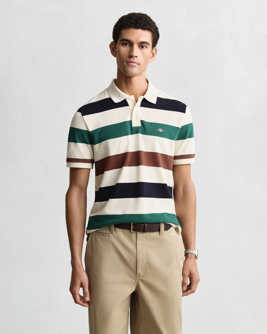 tricou polo cu dungi - crem