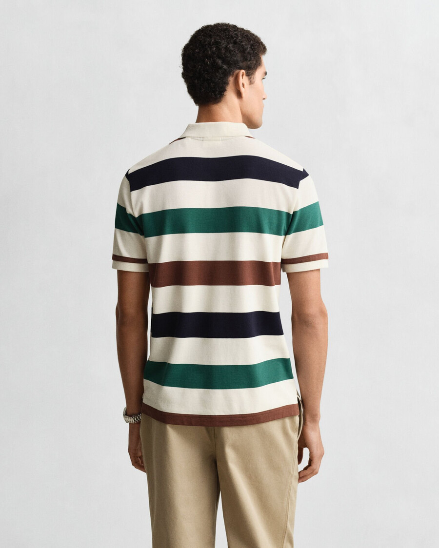 tricou polo cu dungi - crem