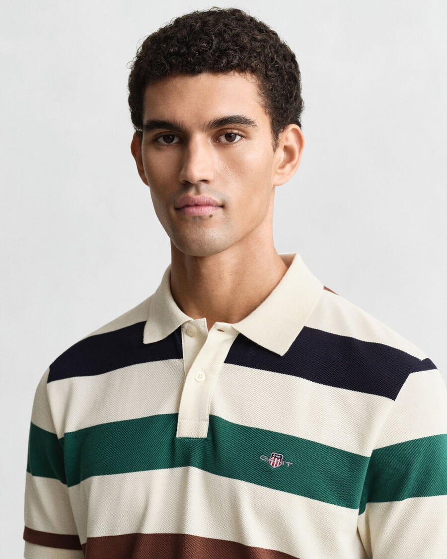 tricou polo cu dungi - crem