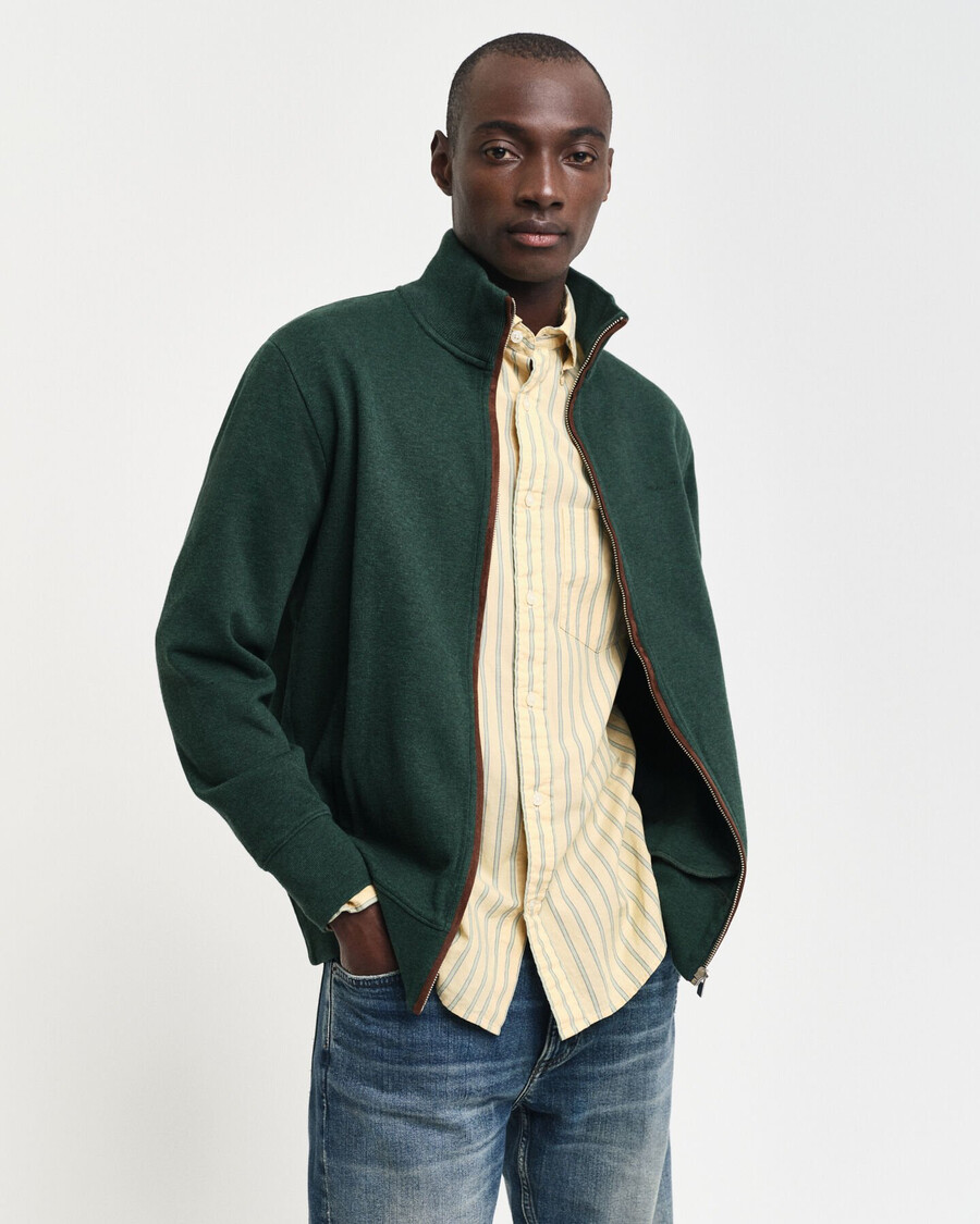 cardigan cu fermoar sacker rib - verde tartan