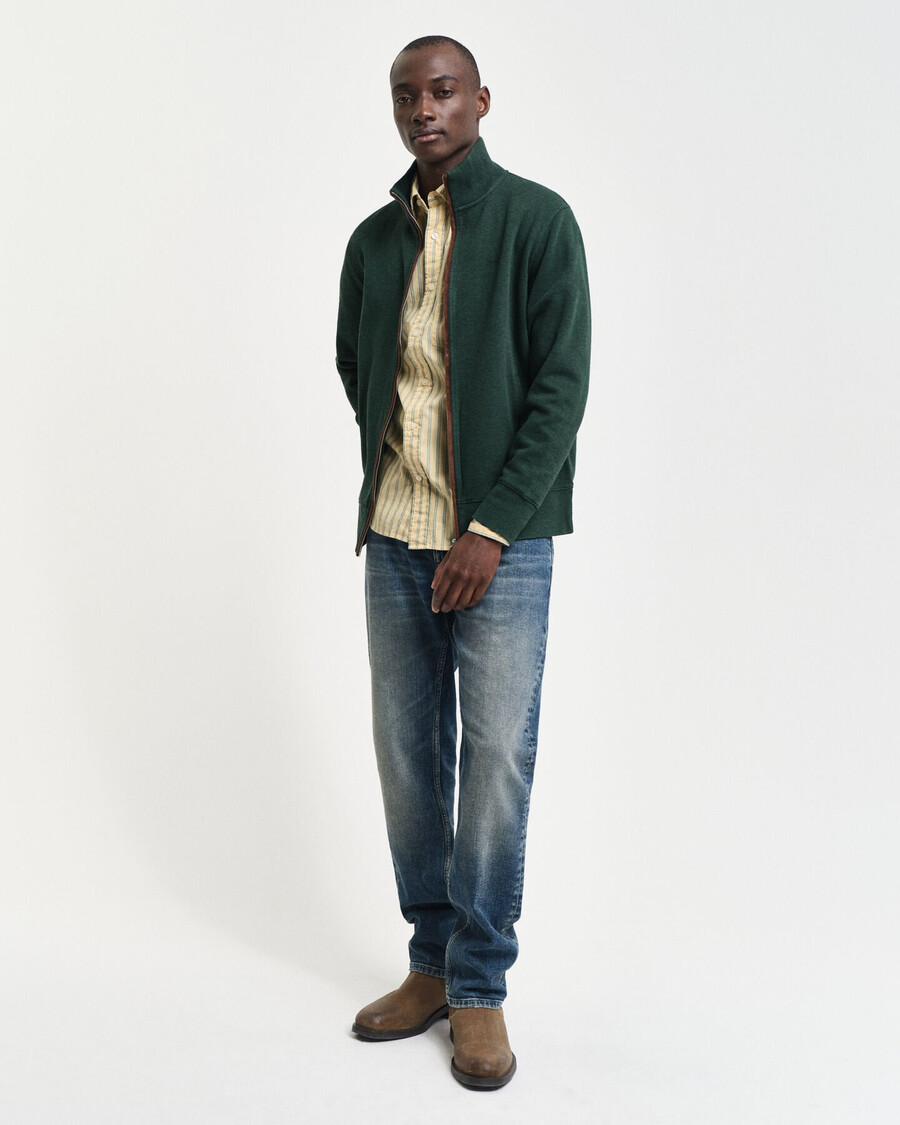cardigan cu fermoar sacker rib - verde tartan