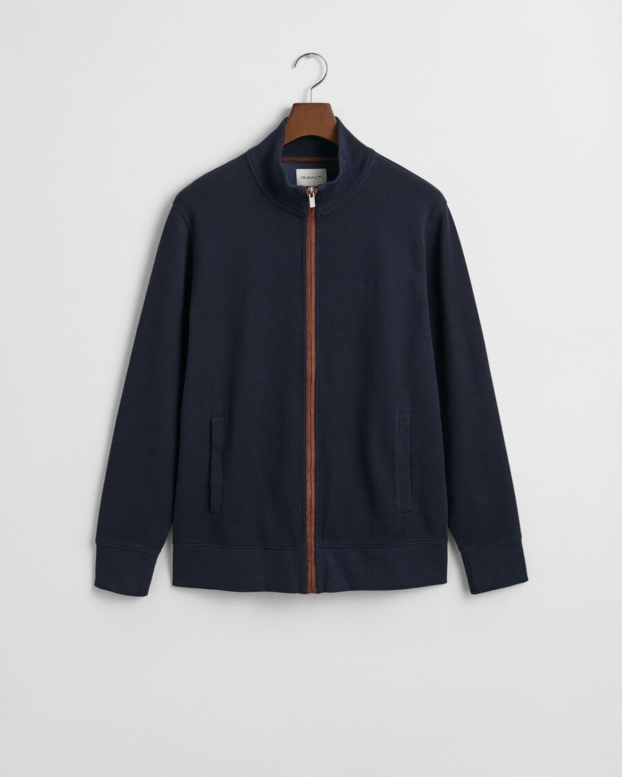 cardigan cu fermoar sacker rib - albastru de seară
