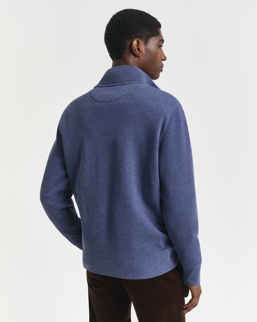 cardigan cu fermoar sacker rib - dk jeansblue melange