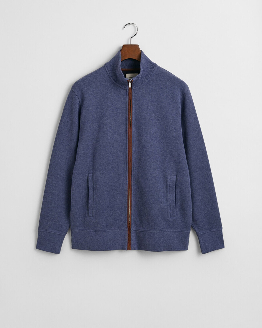 cardigan cu fermoar sacker rib - dk jeansblue melange