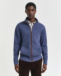 cardigan cu fermoar sacker rib - dk jeansblue melange