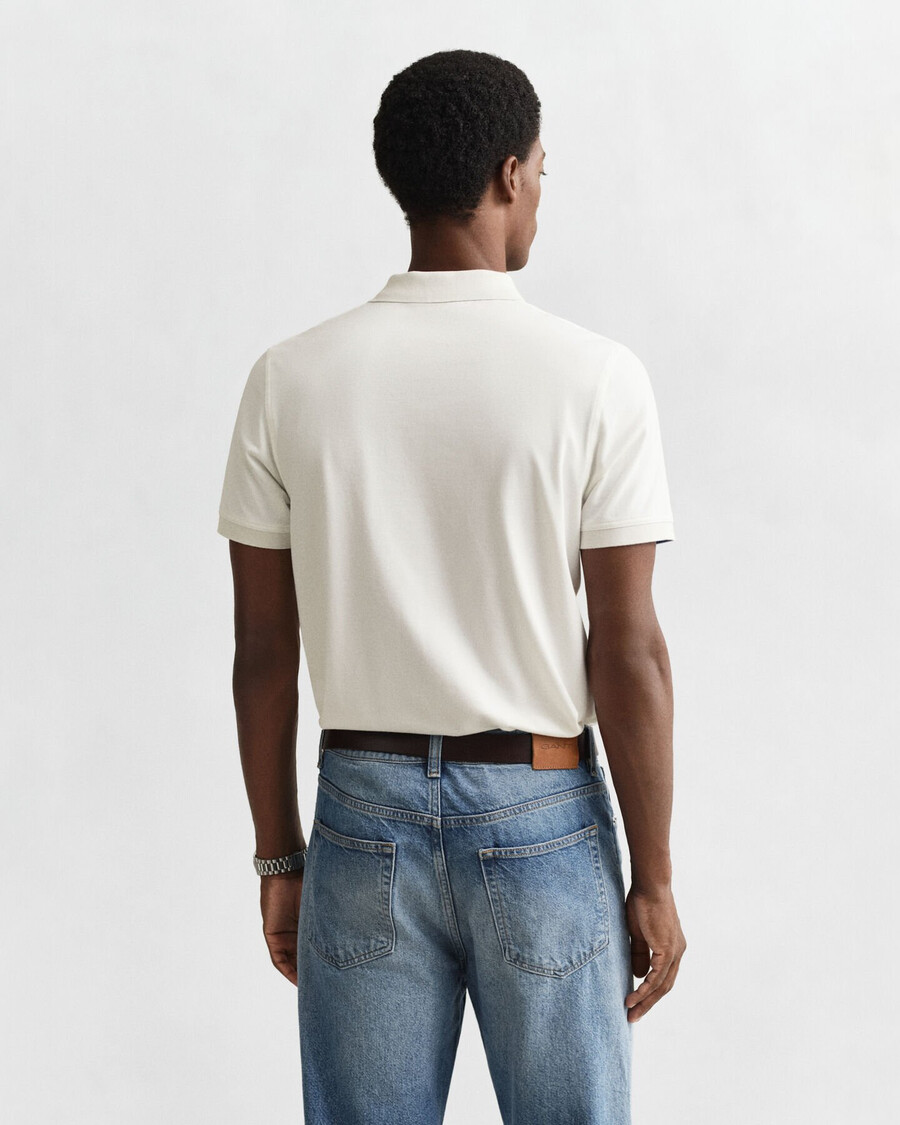 tricou polo din piqué contrast - coajă de ou