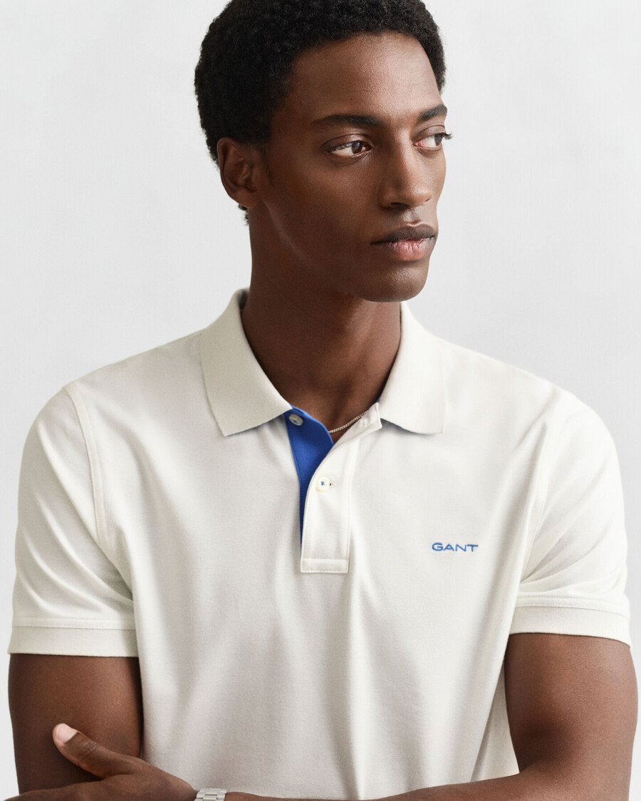 tricou polo din piqué contrast - coajă de ou