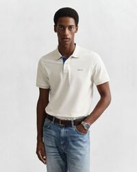 tricou polo din piqué contrast - coajă de ou