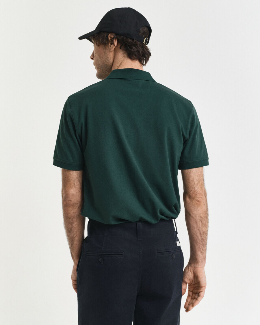 tricou polo din piqué contrast - tartan green
