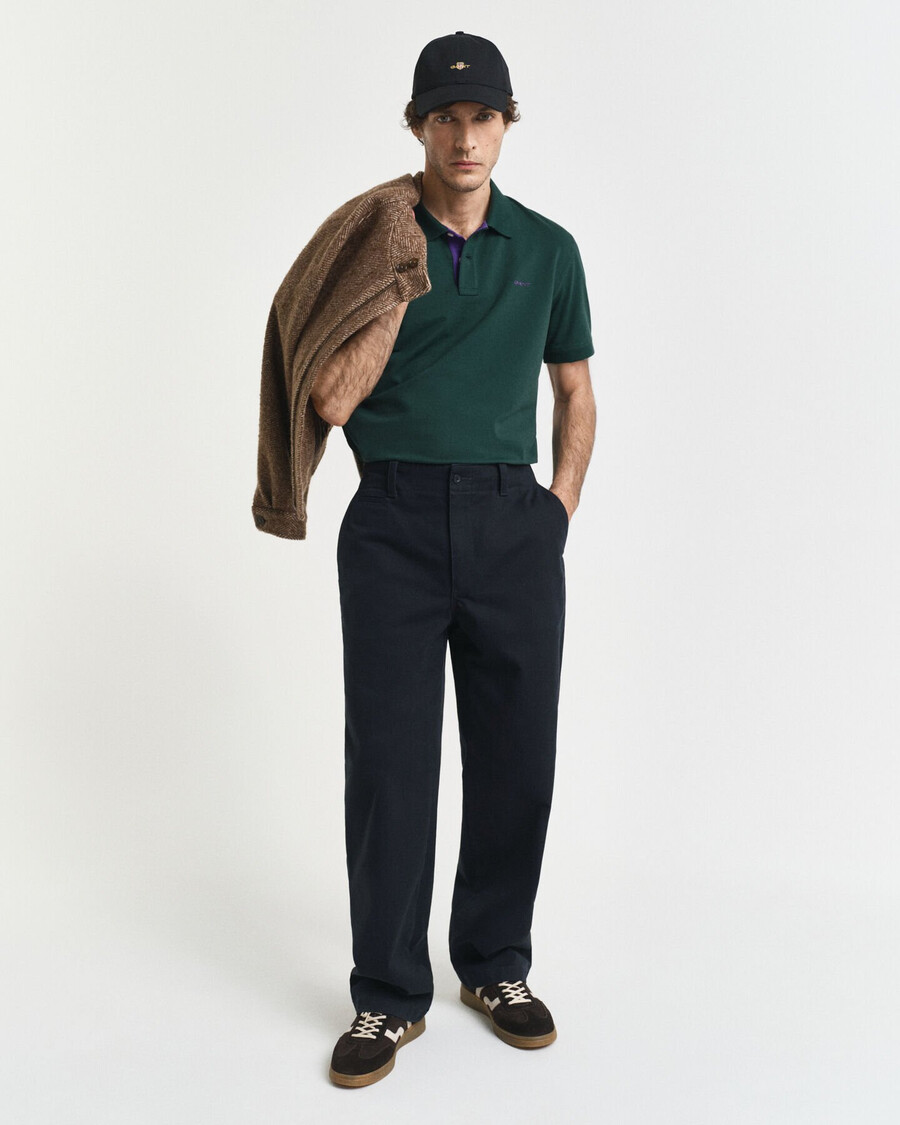 tricou polo din piqué contrast - tartan green