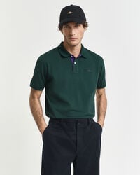 tricou polo din piqué contrast - tartan green