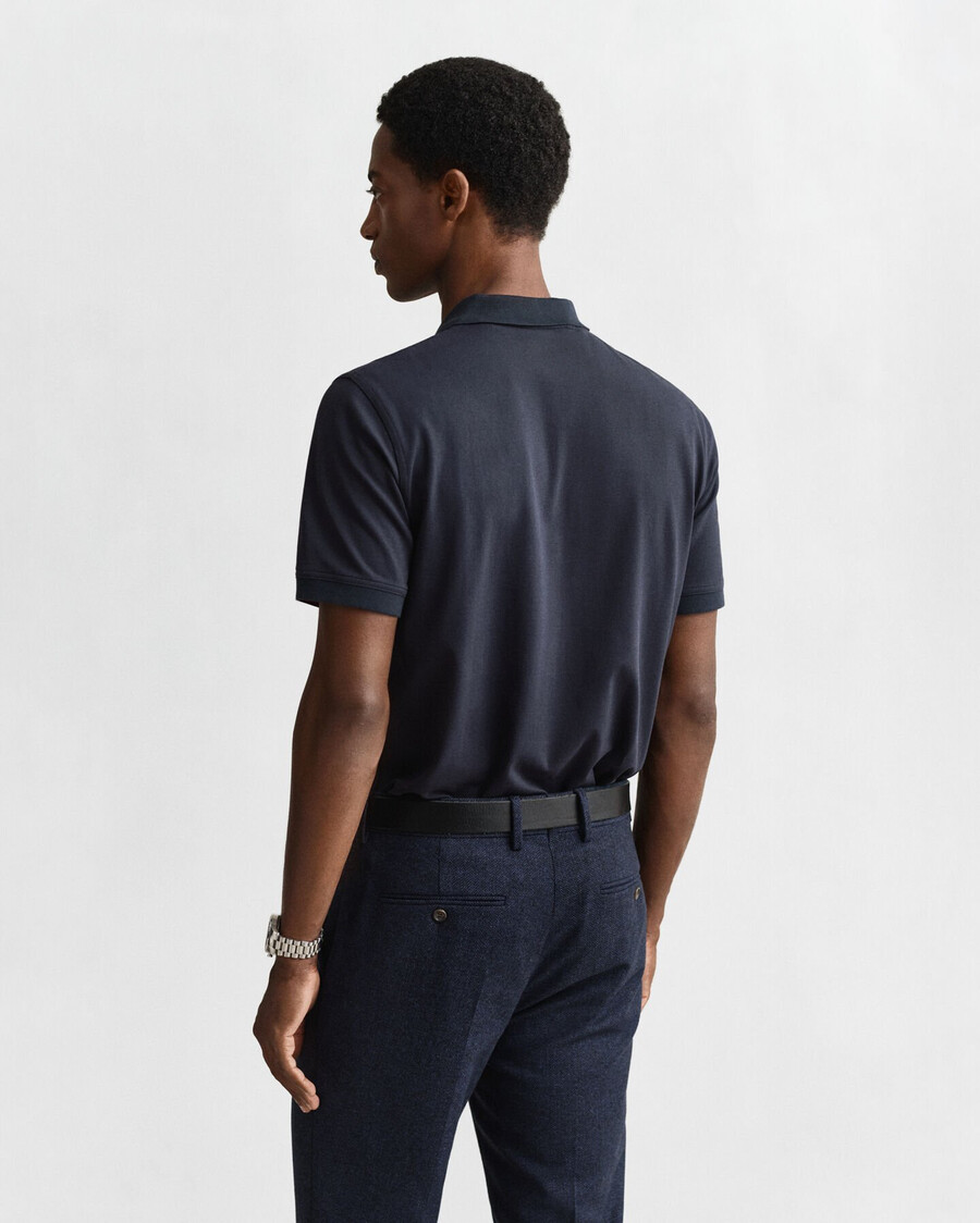 tricou polo din piqué contrast - albastru de seara