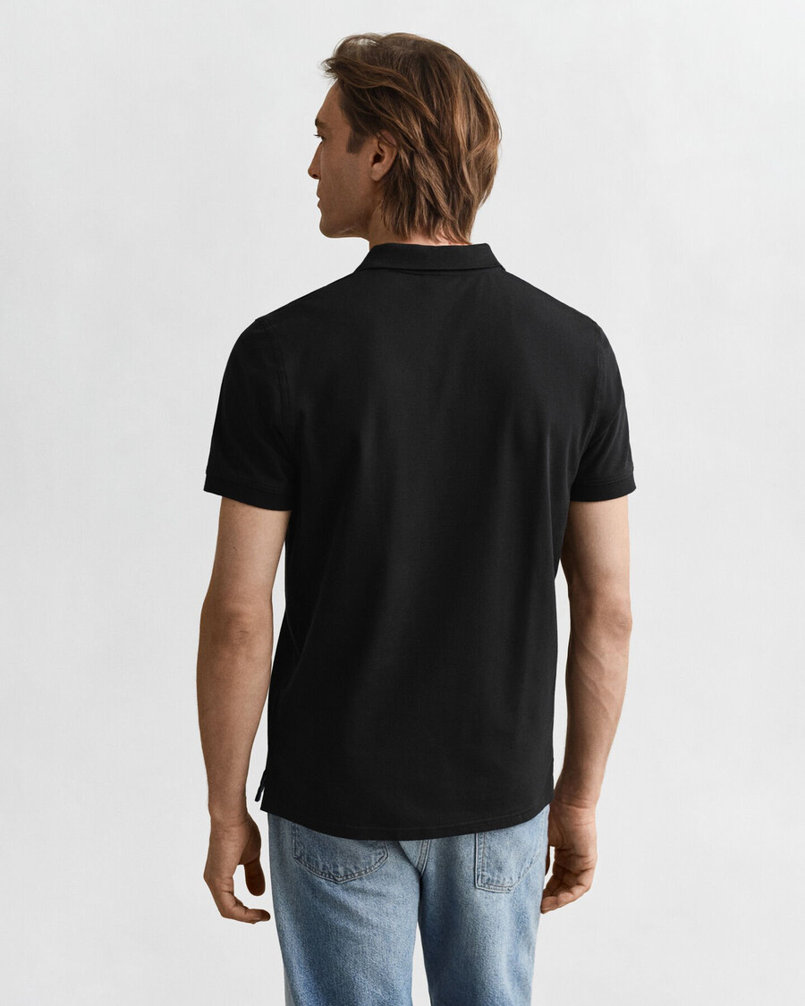 tricou polo din piqué contrastant - negru