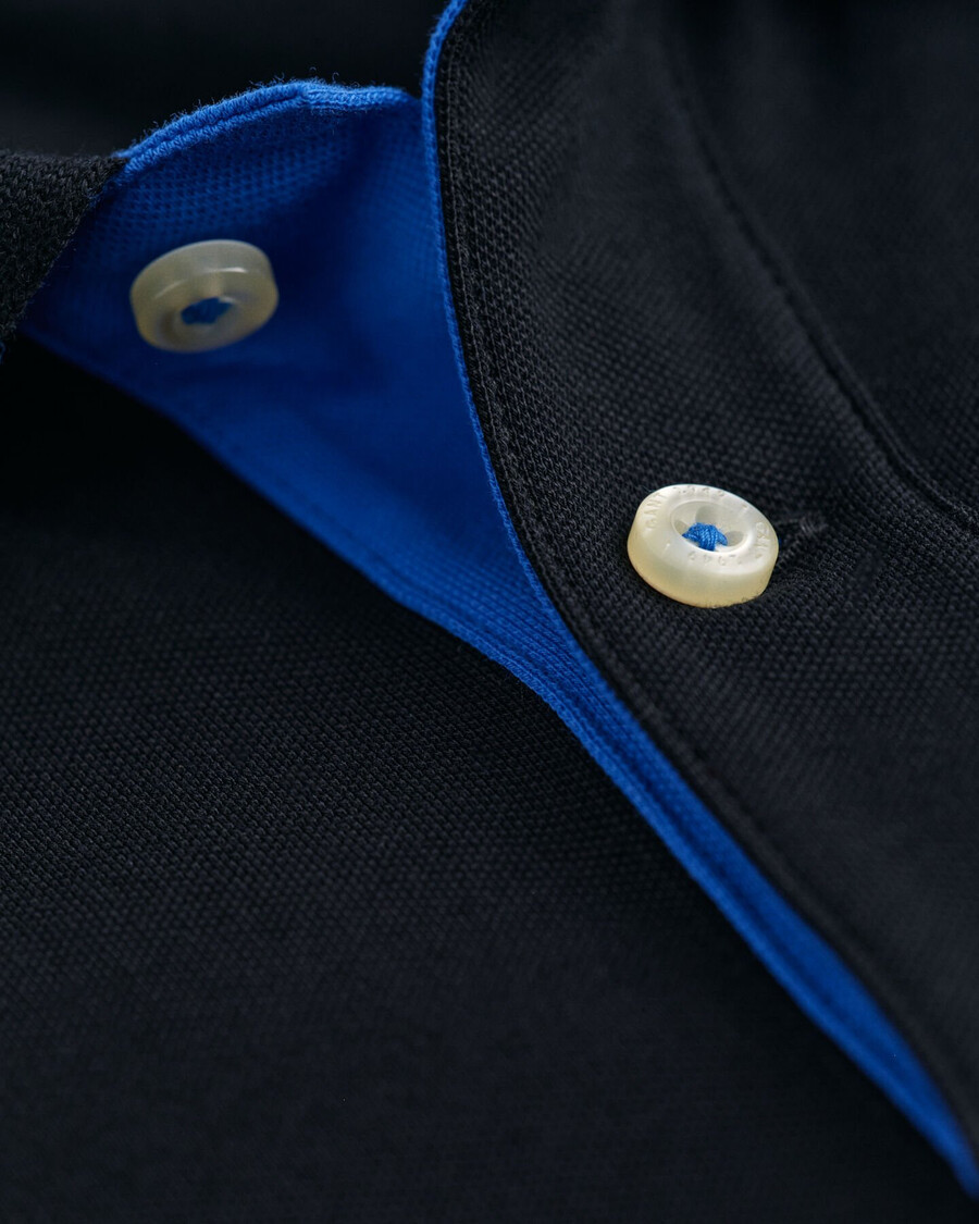 tricou polo din piqué contrastant - negru