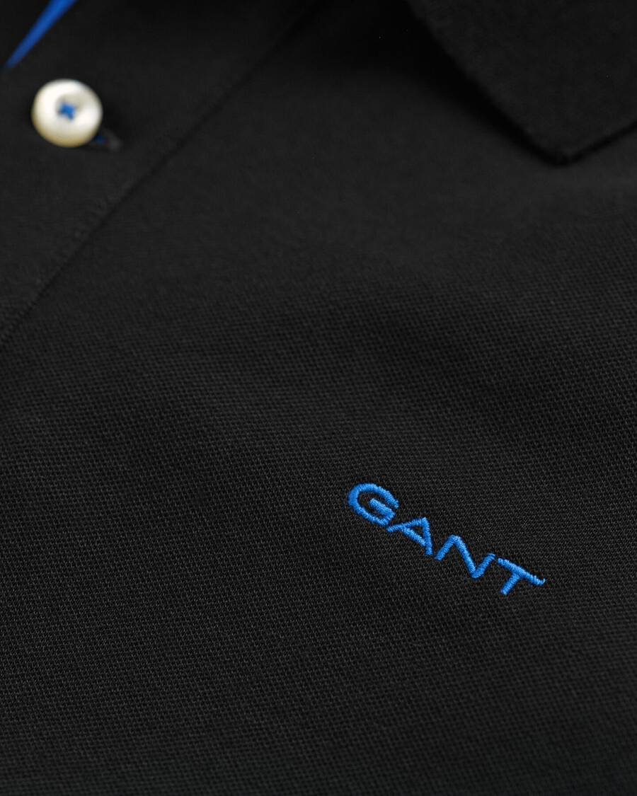 tricou polo din piqué contrastant - negru