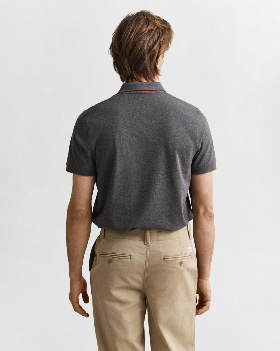 tricou polo piqué contrast - melange antracit