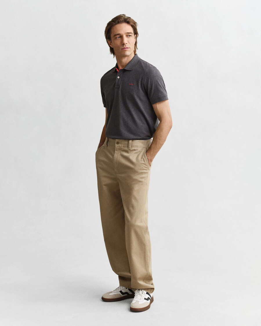 tricou polo piqué contrast - melange antracit