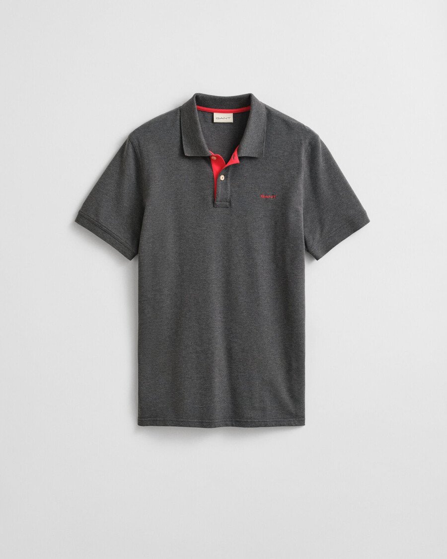 tricou polo piqué contrast - melange antracit