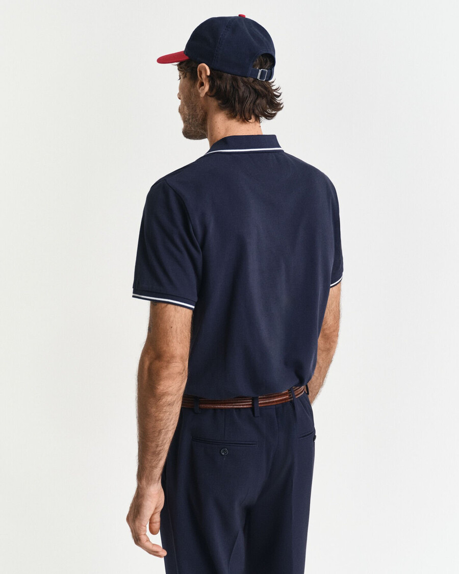 tricou polo piqué cu vârfuri - albastru de seară