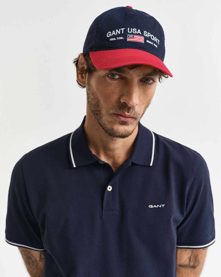 tricou polo piqué cu vârfuri - albastru de seară