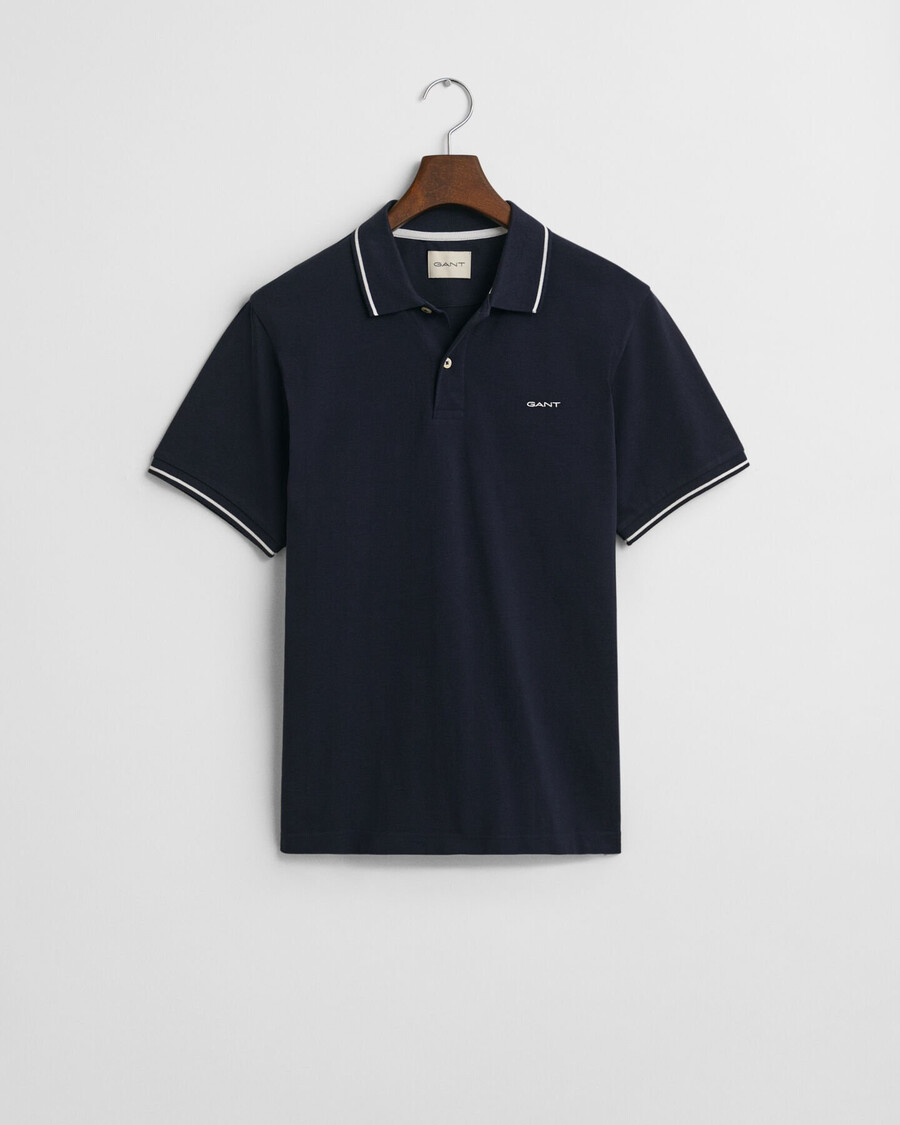 tricou polo piqué cu vârfuri - albastru de seară