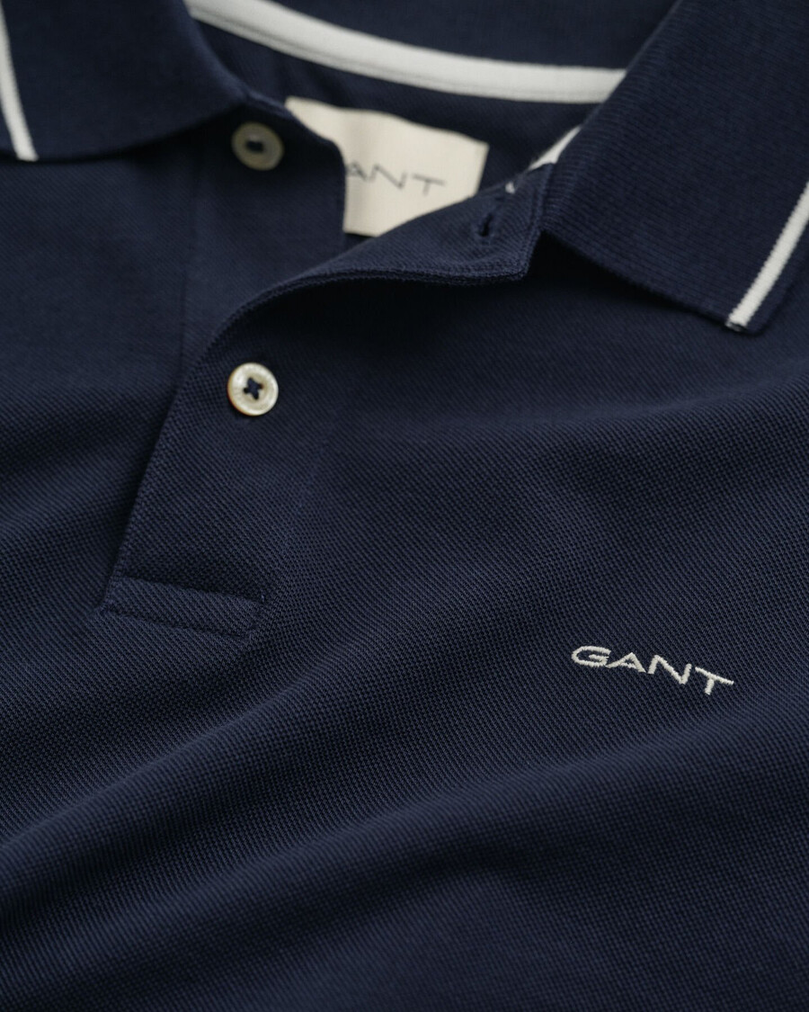 tricou polo piqué cu vârfuri - albastru de seară