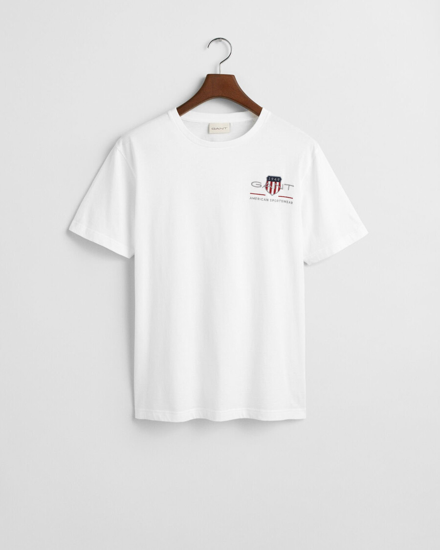 tricou brodat archive shield - alb