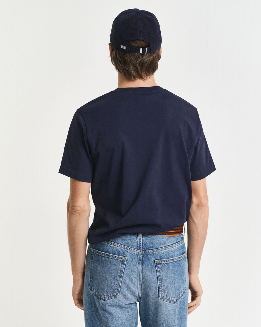 tricou brodat cu scut de arhivă - albastru seară