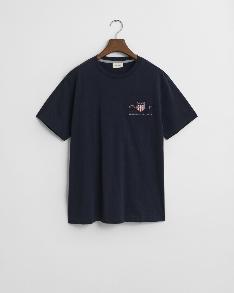 tricou brodat cu scut de arhivă - albastru seară