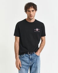 tricou cu scut brodat archive - negru