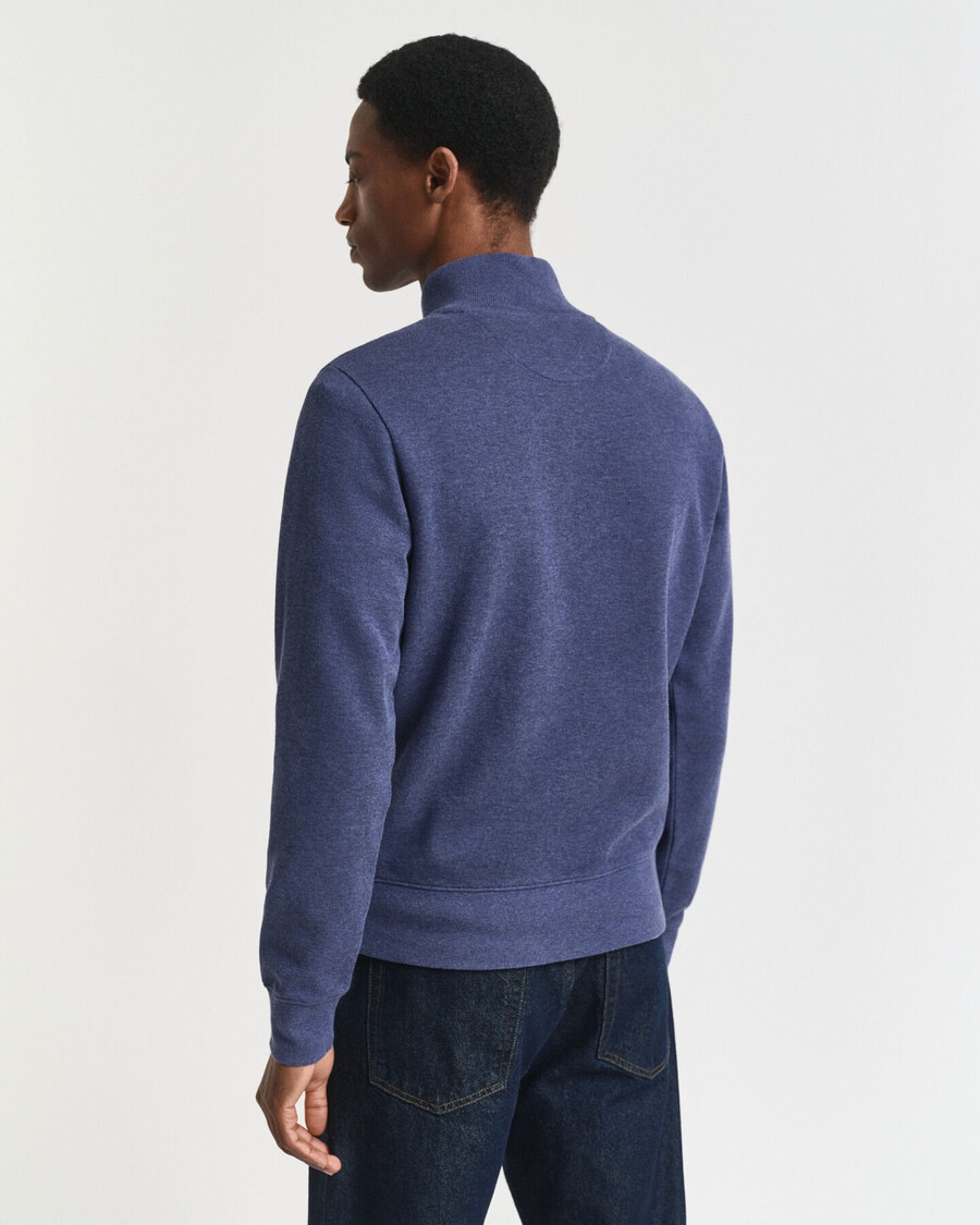 hanorac sacker rib cu fermoar pe jumătate - dk jeansblue melange