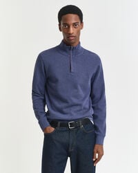 hanorac sacker rib cu fermoar pe jumătate - dk jeansblue melange